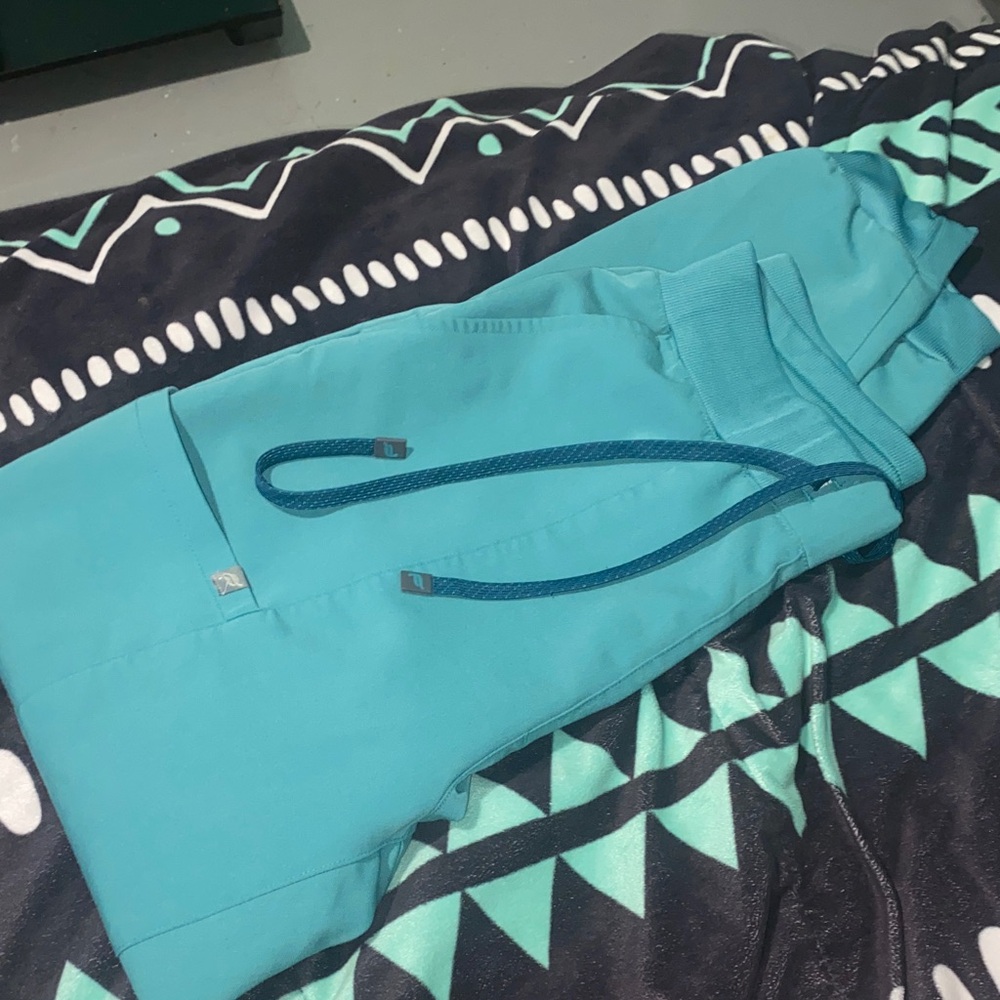 Fabletics Teal Jogger scrubs with Drawstring Waist
